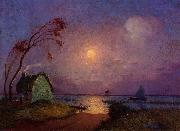 Cottage in the Moonlight in Briere unknow artist